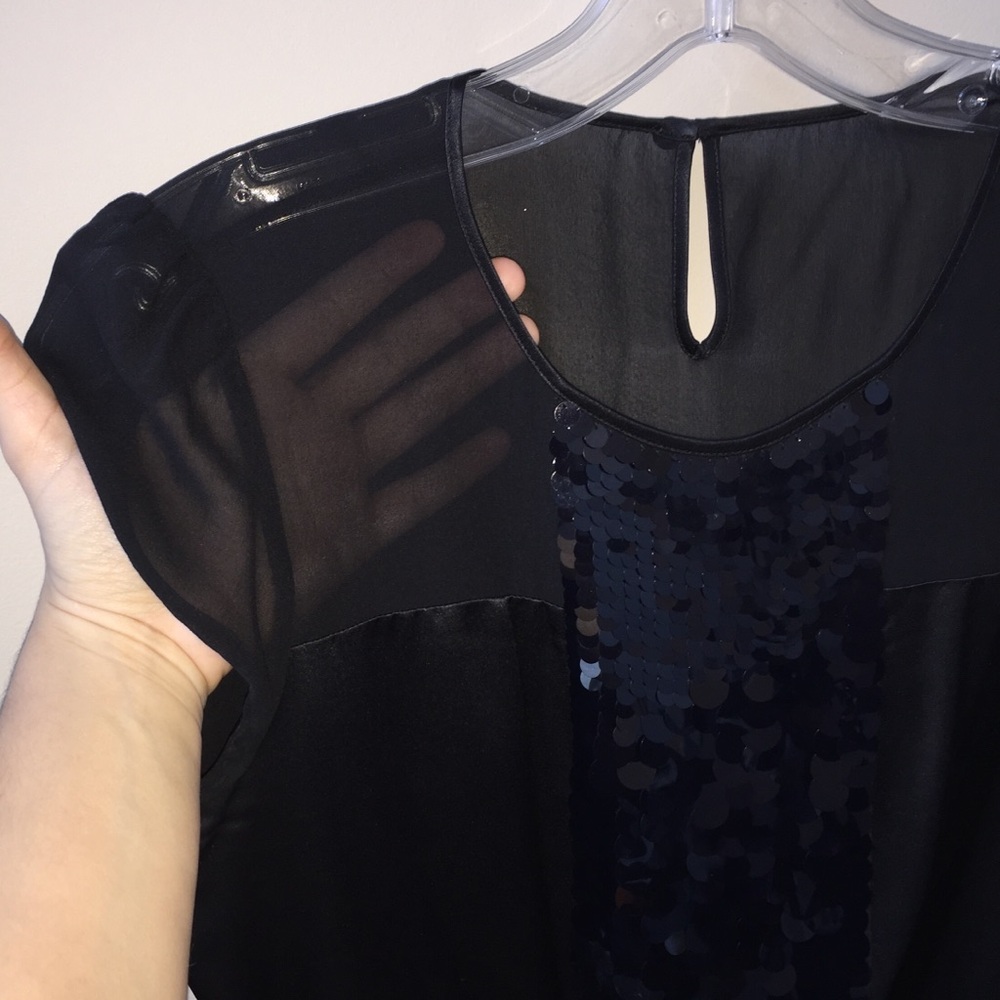Ann Taylor Black Sequin Blouse